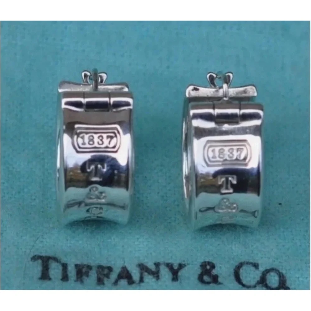 Tiffany & Co. 💯% Auth 1837 Hoop Earrings 925 Sterling Silver W/Box✨EUC✨
